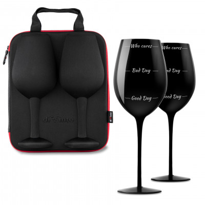 Puzdro s pohármi na víno diVinto - Who cares Black