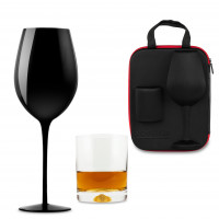 Case for Couple with Wine and Whisky Glasses Froster Black