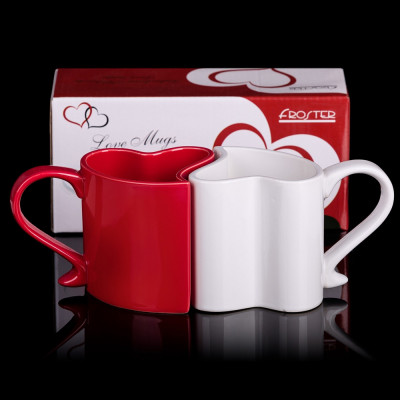 Liebes Tassen in Herzform - Rot-Weiß