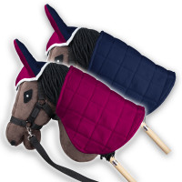 Skippi Blanket and Ear Bonnet for Hobby Horse - Fuchsia and Navy Blue