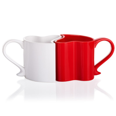 Liebes Tassen in Herzform - Rot-Weiß