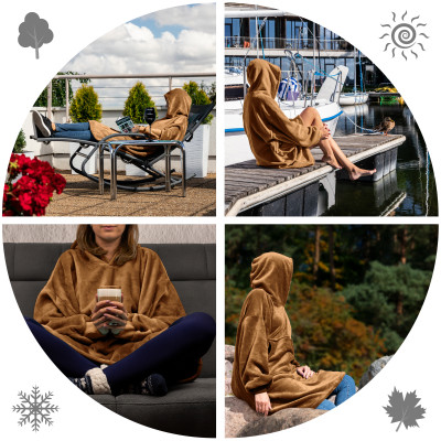 Bluzair - Hoodie Decke - Toffee