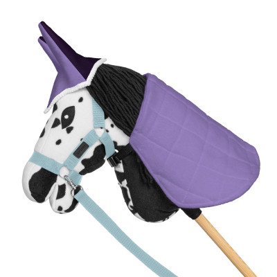 Zestaw Skippi - Hobby Horse Karo - srokaty - Derka wrzos - Kantar błękitny