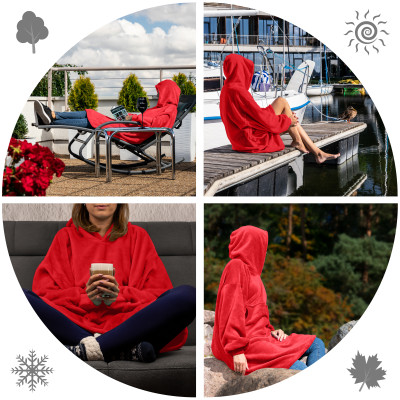 Bluzair - Hoodie Decke - Rot