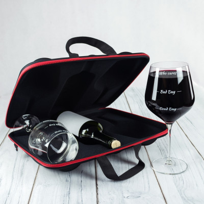 diVinto Etui für Flasche mit Weingläsern - Who cares Diamond