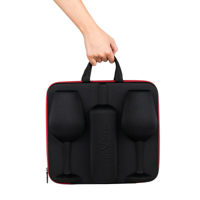 diVinto Etui für Flasche mit Weingläsern - Who cares Black