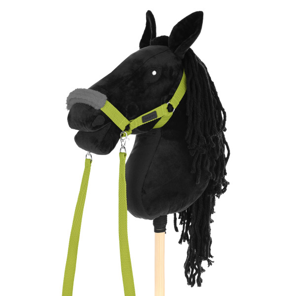 Hobby Horse A3 Skippi duży czarny, jasnozielony kantar, wodze, mufka