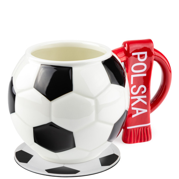 Tazza Calcio con Sciarpa Tifoso Polonia e Sottobicchiere Calcio