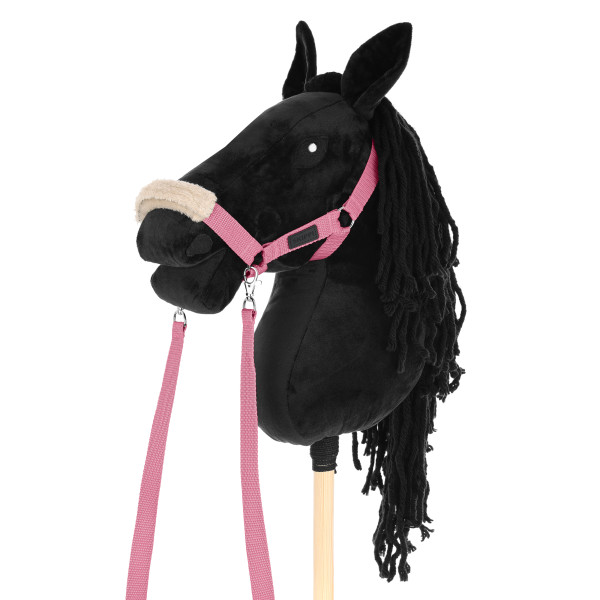 Hobby Horse A3 Skippi duży czarny, różowy kantar, wodze, mufka