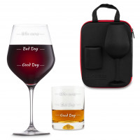 Case for Couple with Wine and Whisky Glasses Froster Who cares Diamond