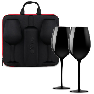 diVinto Etui für Flasche mit Weingläsern - Black