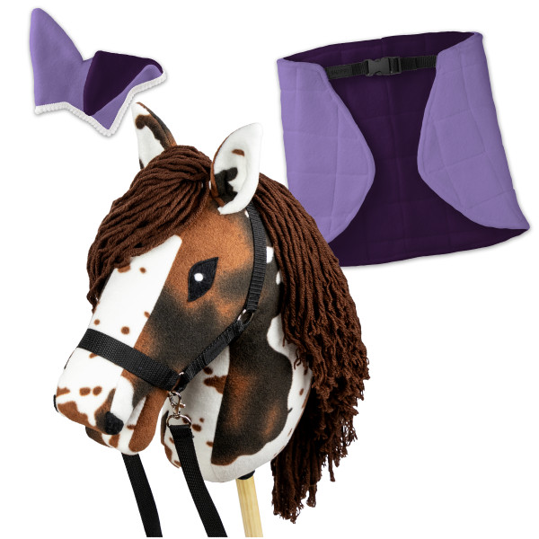 Zestaw Skippi - Hobby Horse Gniado - srokaty - Derka wrzos i śliwka