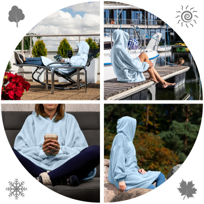 Bluzair - Hoodie Decke - Hellblau