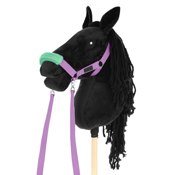 Hobby Horse A3 Skippi duży czarny, lawendowy kantar, wodze, mufka