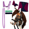 Zestaw Skippi - Hobby Horse Gniado - srokaty - Derka fuksja -Kantar lawenda
