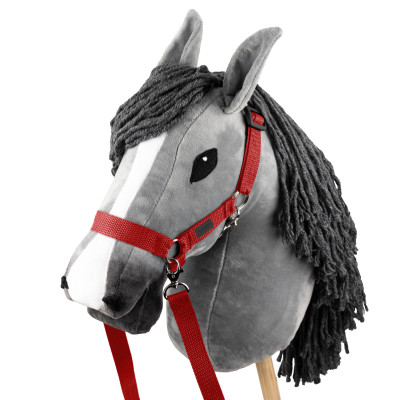 Zestaw Skippi - Hobby Horse szary i dodatkowy kantar - czerwony