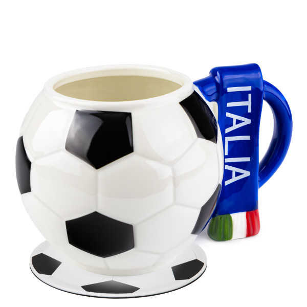 Tazza Calcio con Sciarpa Tifoso Italia e Sottobicchiere Calcio