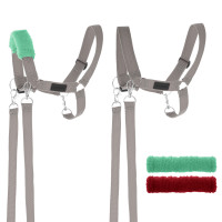 Skippi Halter for a Hobby Horse - Reins and 2 Removable Fleece Covers - Gray