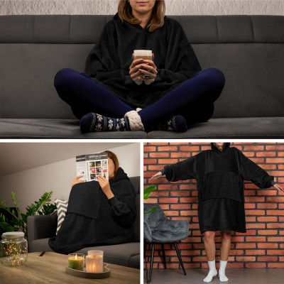 Bluzair - Hoodie Decke - Schwarz