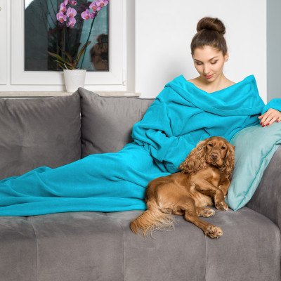 Kuscheldecke mit Ärmeln - Blau